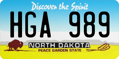 ND license plate HGA989