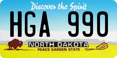 ND license plate HGA990