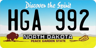 ND license plate HGA992