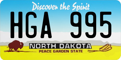 ND license plate HGA995