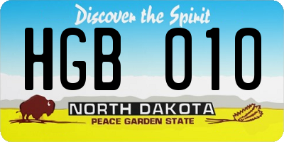 ND license plate HGB010