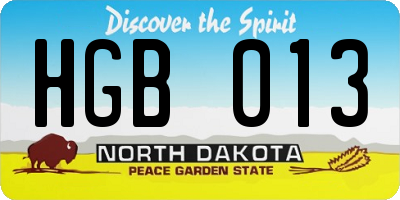 ND license plate HGB013