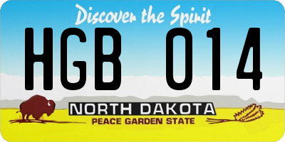 ND license plate HGB014