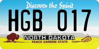 ND license plate HGB017