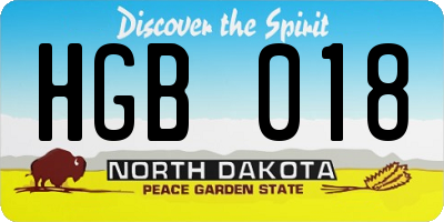 ND license plate HGB018