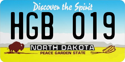 ND license plate HGB019