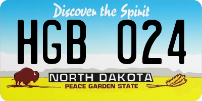 ND license plate HGB024