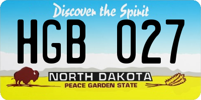ND license plate HGB027