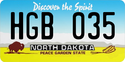 ND license plate HGB035