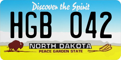 ND license plate HGB042