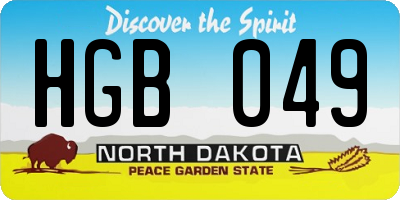 ND license plate HGB049