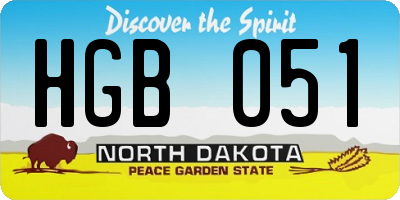 ND license plate HGB051
