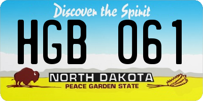 ND license plate HGB061