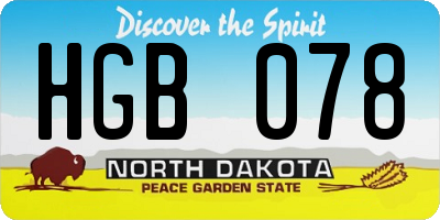 ND license plate HGB078