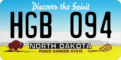 ND license plate HGB094