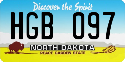 ND license plate HGB097