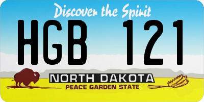 ND license plate HGB121