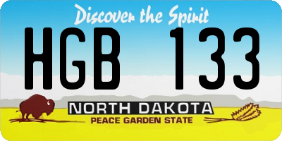 ND license plate HGB133