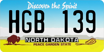 ND license plate HGB139