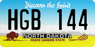 ND license plate HGB144
