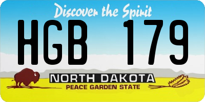 ND license plate HGB179