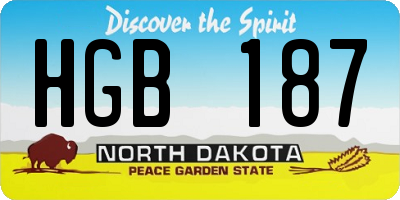 ND license plate HGB187