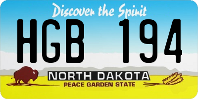 ND license plate HGB194