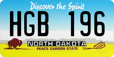 ND license plate HGB196