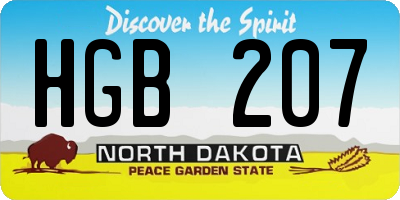 ND license plate HGB207