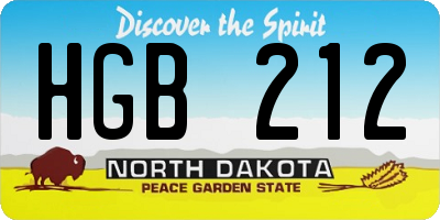 ND license plate HGB212