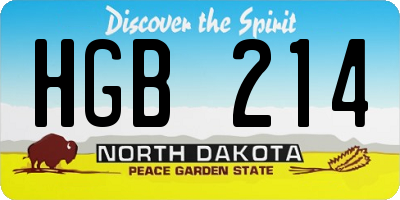 ND license plate HGB214