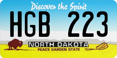 ND license plate HGB223