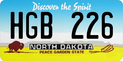 ND license plate HGB226