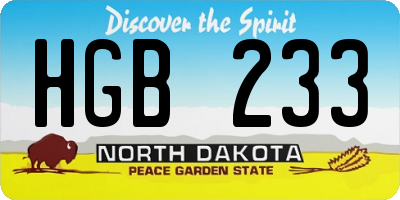 ND license plate HGB233