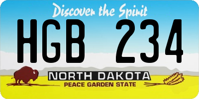 ND license plate HGB234