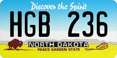 ND license plate HGB236