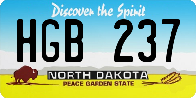 ND license plate HGB237