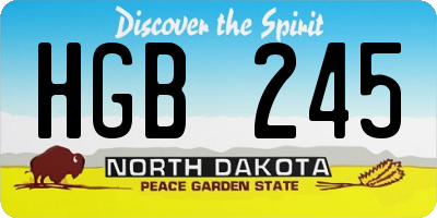 ND license plate HGB245