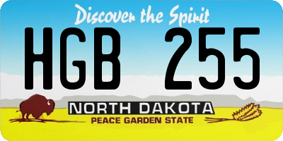 ND license plate HGB255