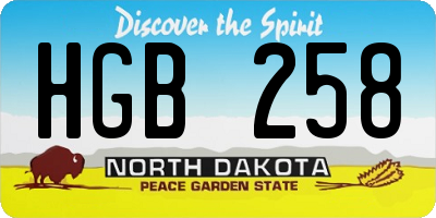 ND license plate HGB258
