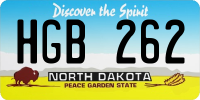 ND license plate HGB262