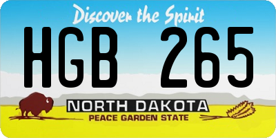 ND license plate HGB265