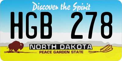 ND license plate HGB278
