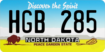 ND license plate HGB285