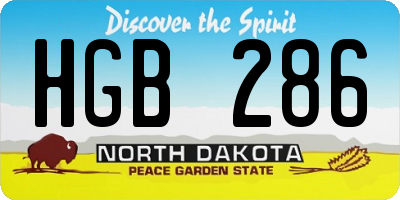 ND license plate HGB286
