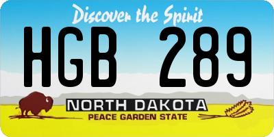 ND license plate HGB289