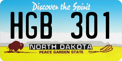 ND license plate HGB301