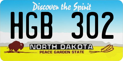 ND license plate HGB302