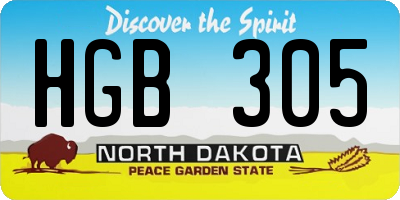 ND license plate HGB305