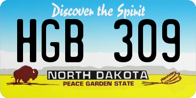 ND license plate HGB309